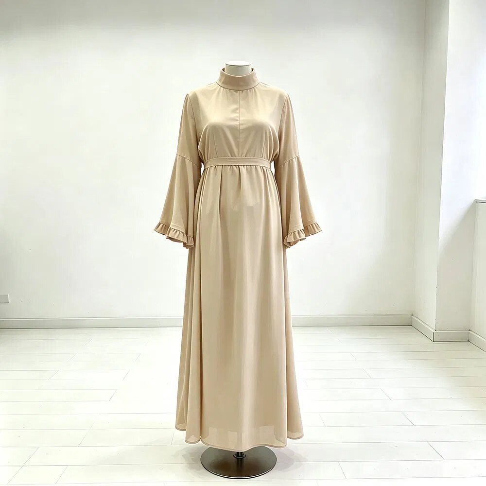 Chiffon Ruffle-Sleeve Abaya   Ladies  Wholesale